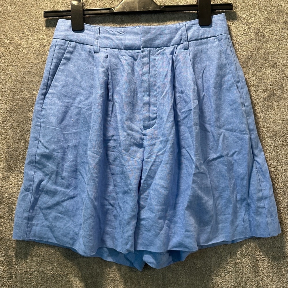 Scotch & Soda Pleated Shorts Womens 29 Regatta Blue NWT Linen Blend High Rise